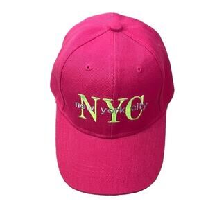 NYC Hot Pink Yellow Girls Adjustable Baseball Cap